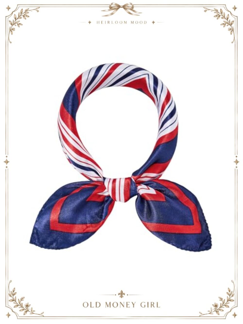 Silk-Feel Polyester Square Scarf Neckerchief Striped Flight Attendant Sailor